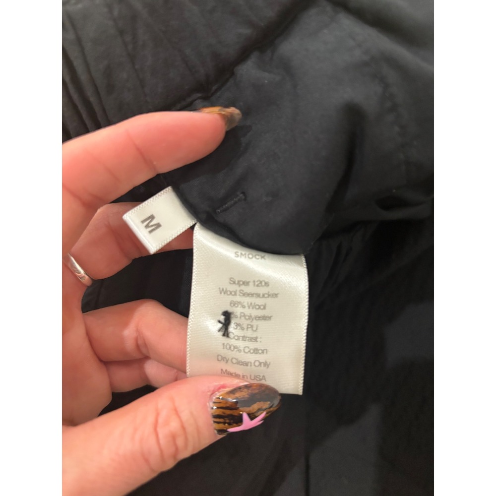 Smock Super 120s Wool Seersucker Wide Leg Drawstring Pants Mens Medium Black - Picture 4 of 4